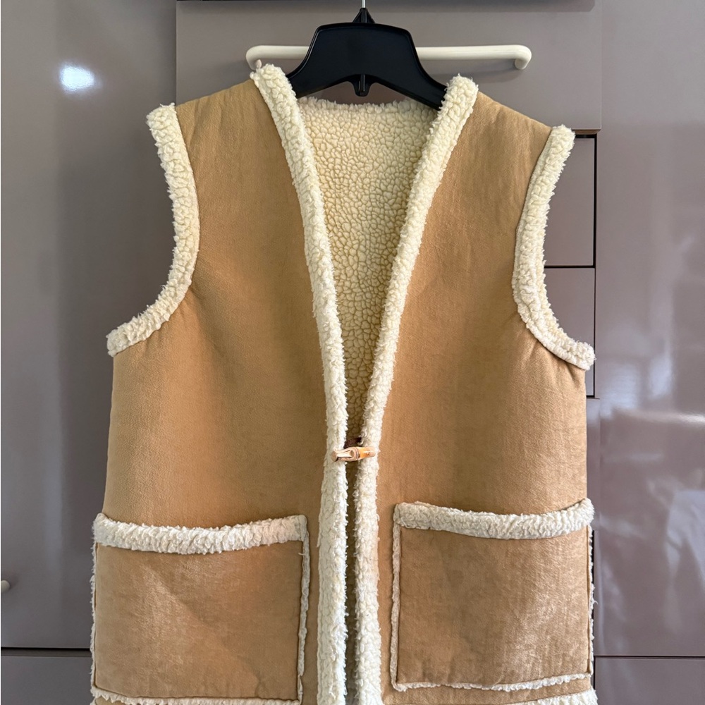 Tan Shearling Vest - so cozy!